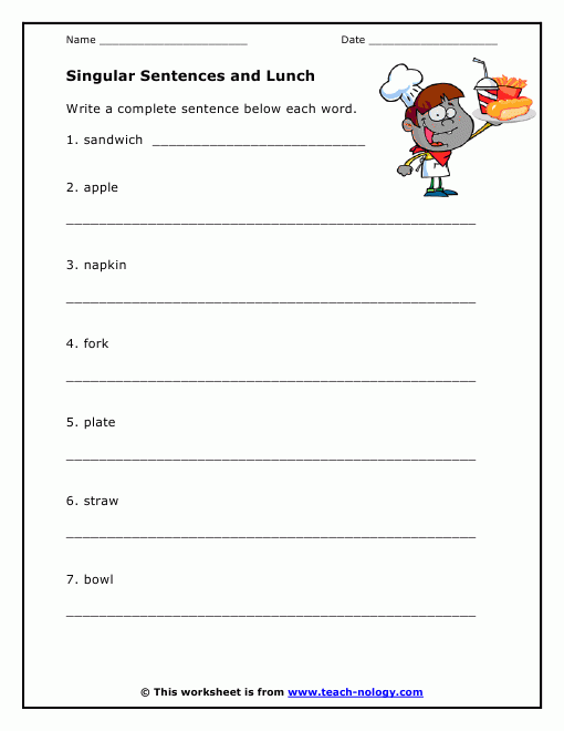 Complete Sentences Worksheet 4th Grade