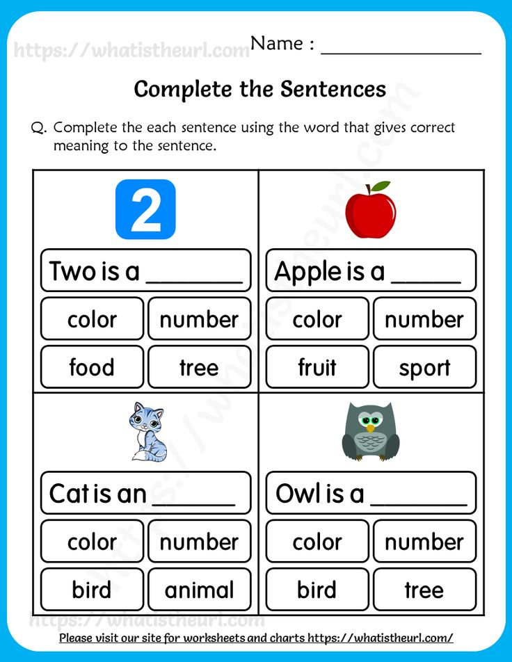 Complete The Sentences Worksheets For Grade 1 1st Grade Worksheets
