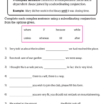 Complex Sentence Worksheet