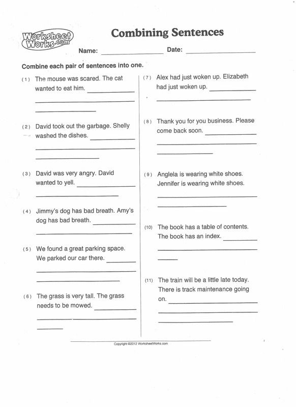 Complex Sentence Worksheets 4th Grade Worksheets For All Writing 