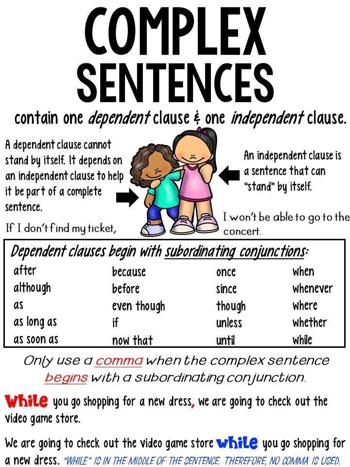 Complex Sentences 3Rd Grade