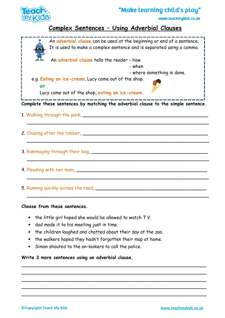 Complex Sentences Adverbial Clauses TMK Education