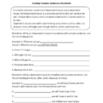 Complex Sentences Worksheets Creating Complex Sentences Worksheet