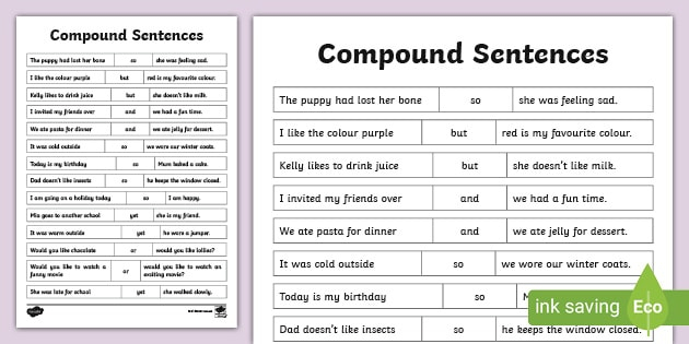 Compound Sentences Cut And Paste Worksheet teacher Made 