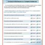 Compound Sentences Vs Complex Sentences Worksheet Complex Sentences