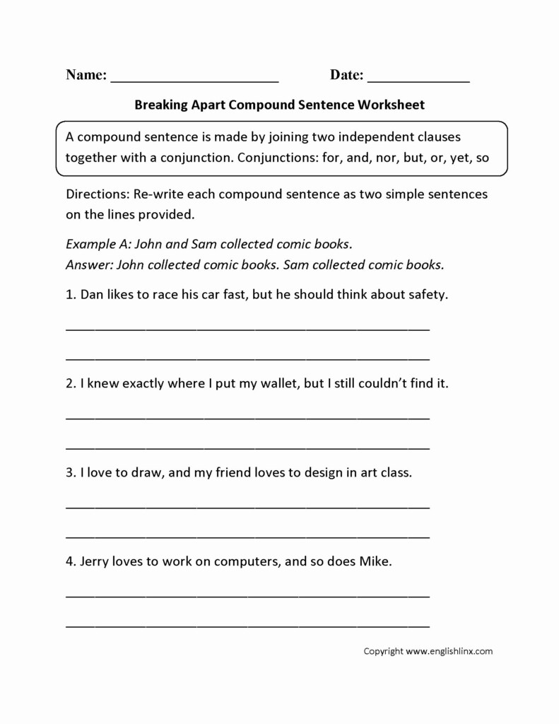 Compound Sentences Worksheet Pdf Inspirational Sentence Structure 