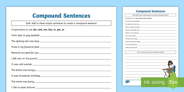 Compound Sentences Worksheet teacher Made Twinkl