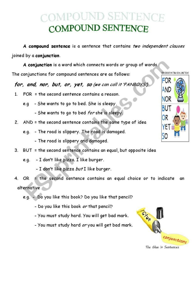 Compound Sentences Worksheet With Answers