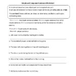 Compound Sentences Worksheets Simple And Compound Sentence Worksheet