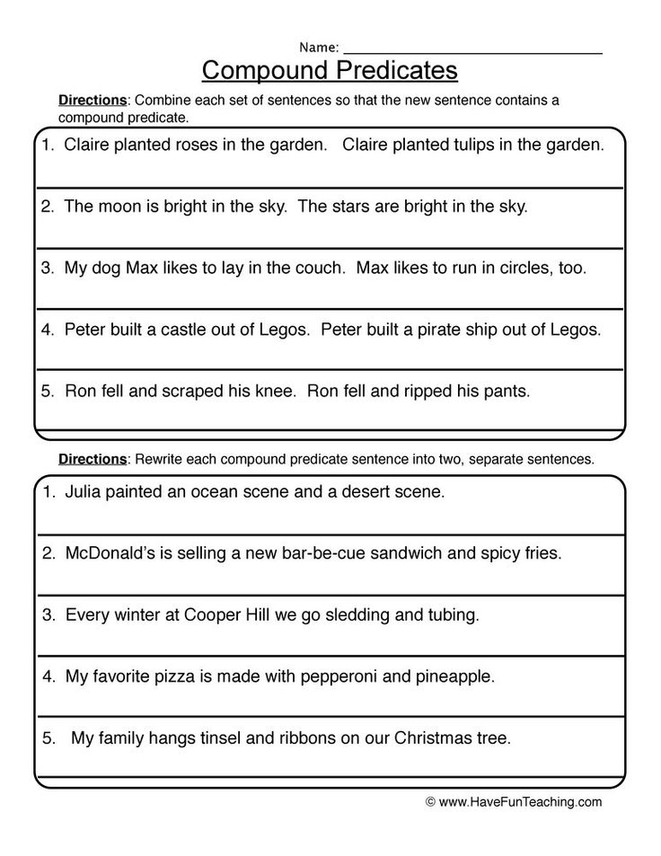 Compound Subject And Predicate Worksheet