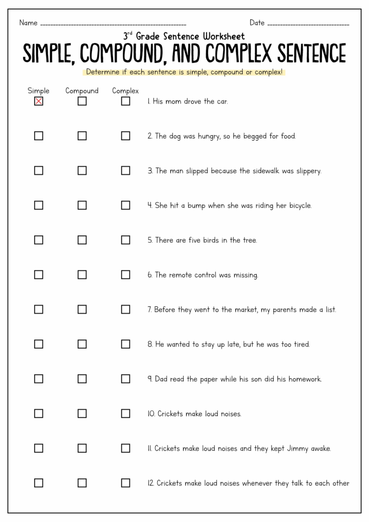 Compound Vs Complex Sentence Worksheets