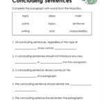 Concluding Sentences Worksheets 15 Worksheets