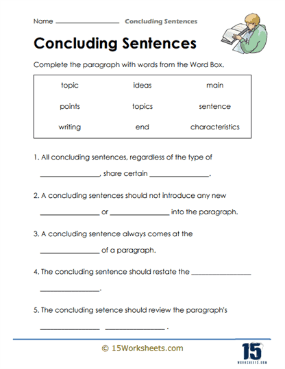 Concluding Sentences Worksheets 15 Worksheets