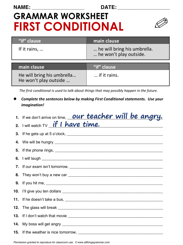 Conditional Sentences Worksheet