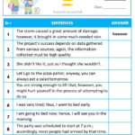 Conjunctive Adverb Examples Thamo List Worksheets