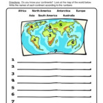 Continents Worksheet 2nd Grade