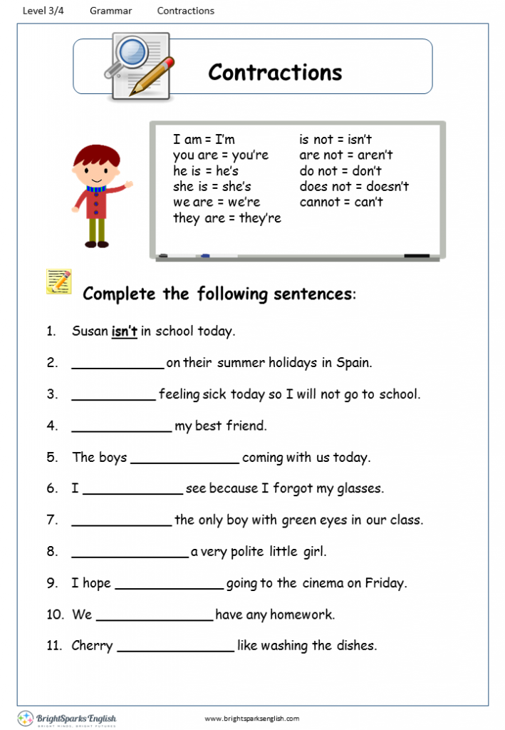 Contractions With Pronouns Worksheet