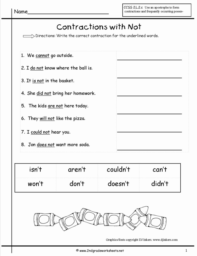 Contractions Worksheet 3rd Grade