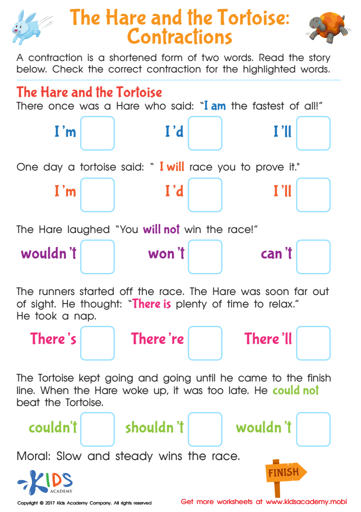 Contractions Worksheet Grammar Printable PDF For Kids