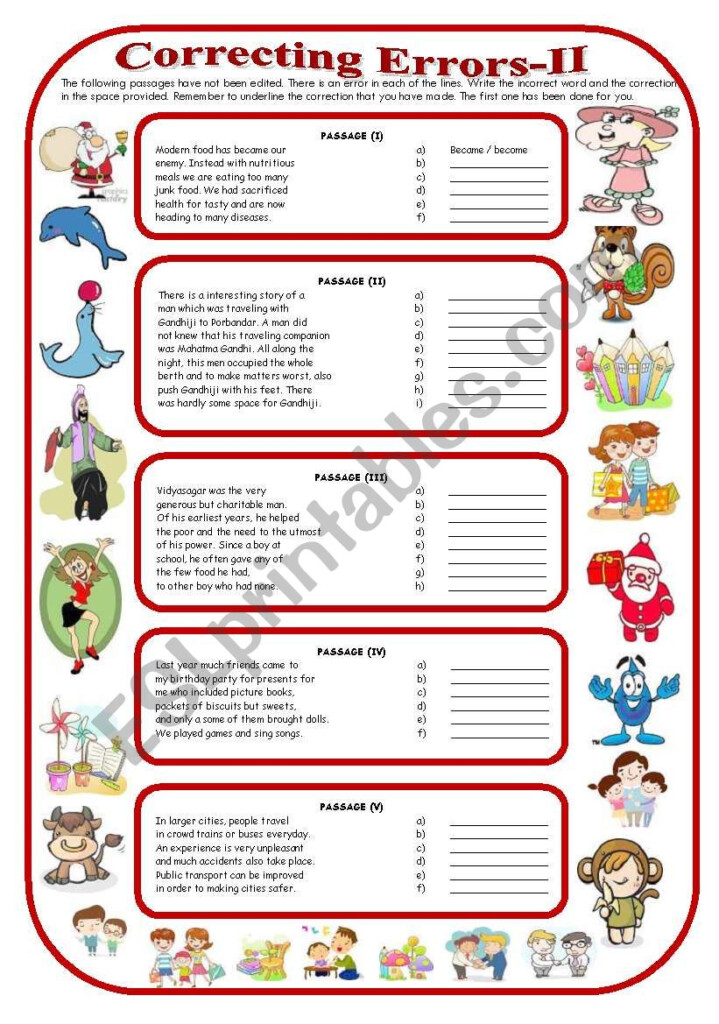 Correcting Errors II with Answer Key ESL Worksheet By Vikral