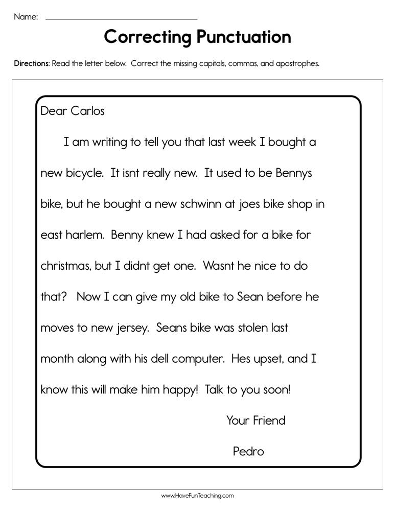 Correcting Punctuation Worksheet By Teach Simple