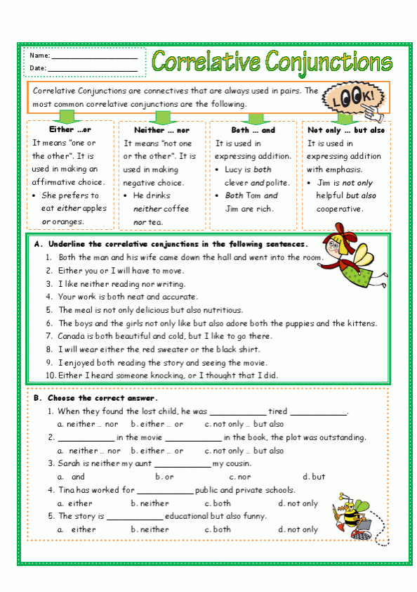 Correlative Conjunctions PDF Worksheets EngWorksheets