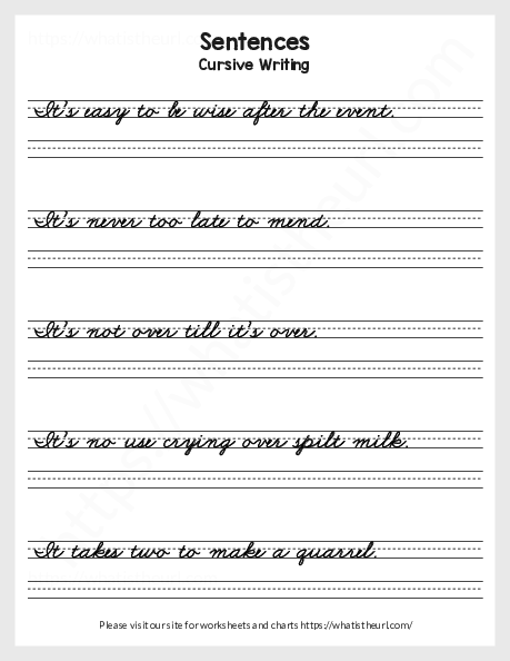 Cursive Writing With Long Sentences Exercise 5 1 Of 2 Your Home Teacher