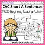 CVC Short A Sentences Beginning Reading And Phonemic Awareness