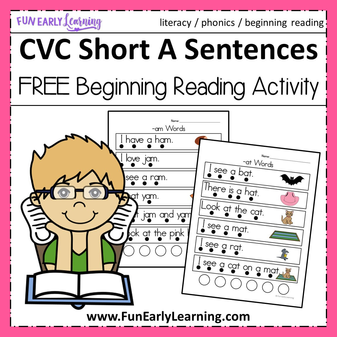 CVC Short A Sentences Beginning Reading And Phonemic Awareness