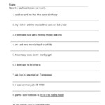 Diagramming Sentences Worksheet 5Th Grade