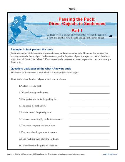 Direct Object Practice Worksheet