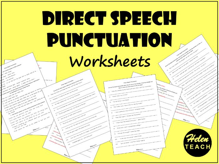 Direct Speech Punctuation Worksheets Differentiated Teaching Resources