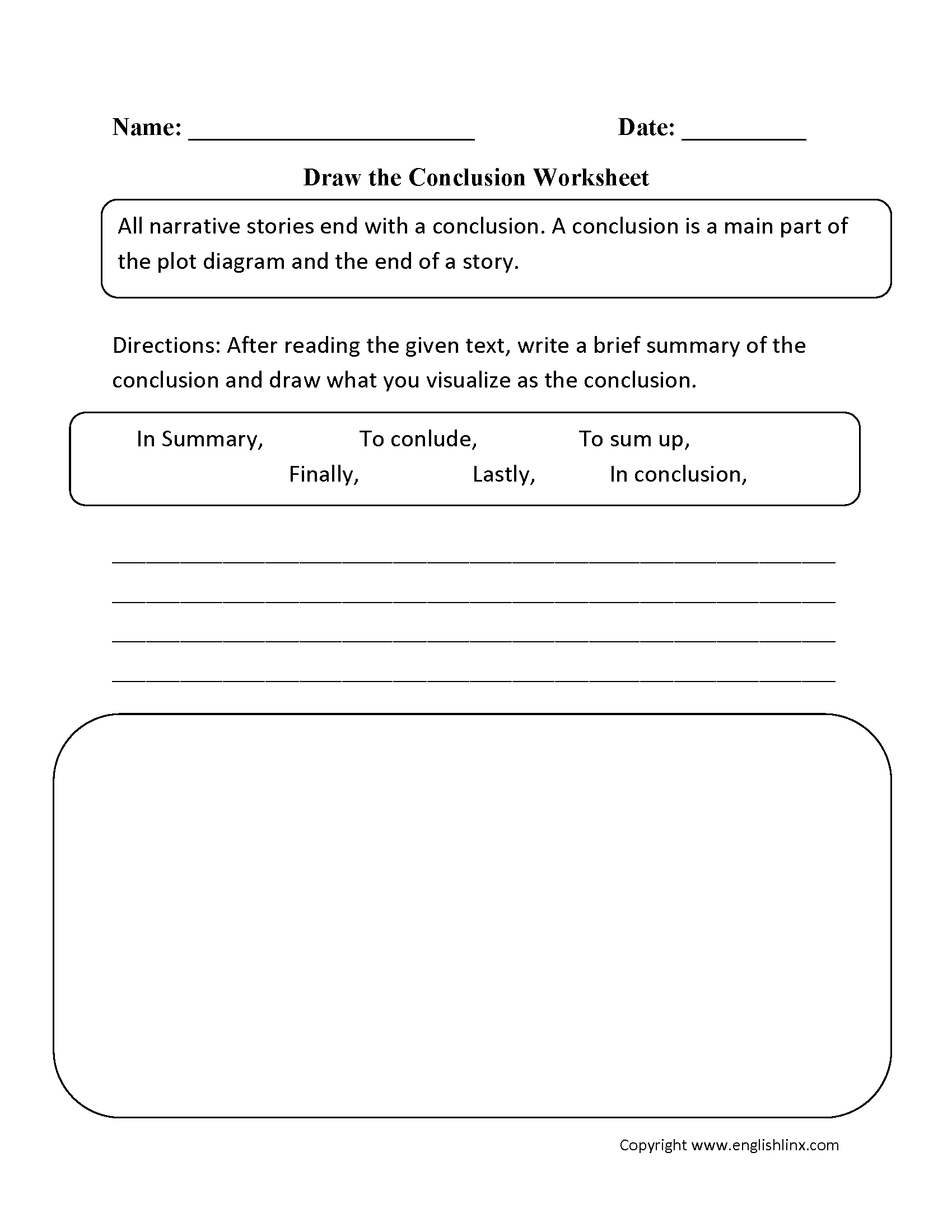 Draw The Conclusion Worksheet Reading Worksheets Writing Conclusions