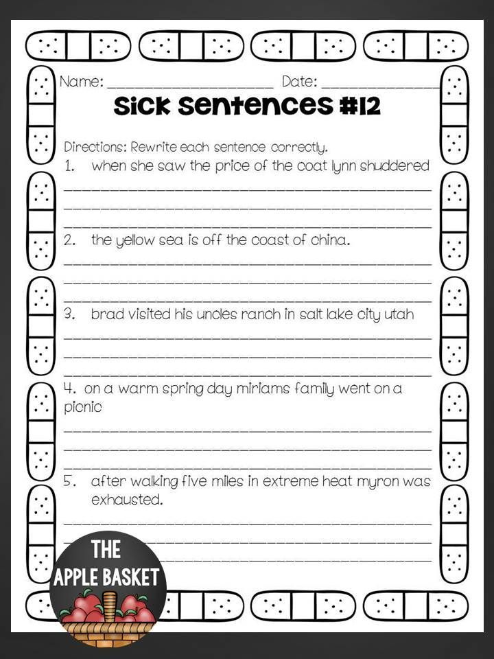 Editing Sentences Worksheet