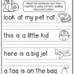 Editing Sentences Worksheet First Grade