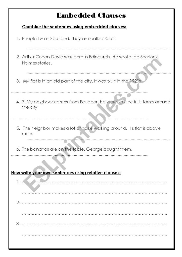 Embedded Clauses ESL Worksheet By Roma ama