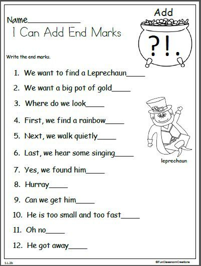 End Punctuation Practice Worksheet Printable Pdf Learning How To Read