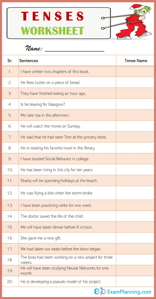 English Grammar Tenses Worksheets