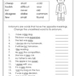 English Unite Antonyms Worksheet 1