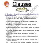 English Worksheets Adverb Clauses