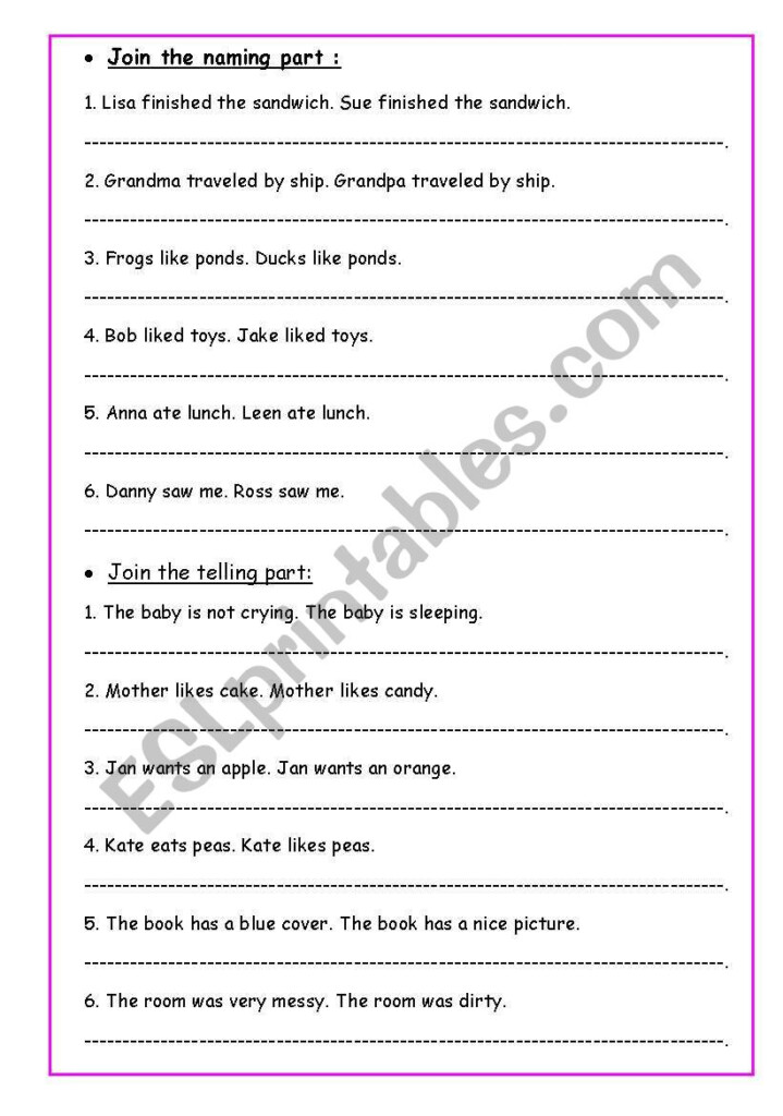 English Worksheets Naming And Telling Part