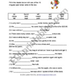 English Worksheets Past Simple Sentences