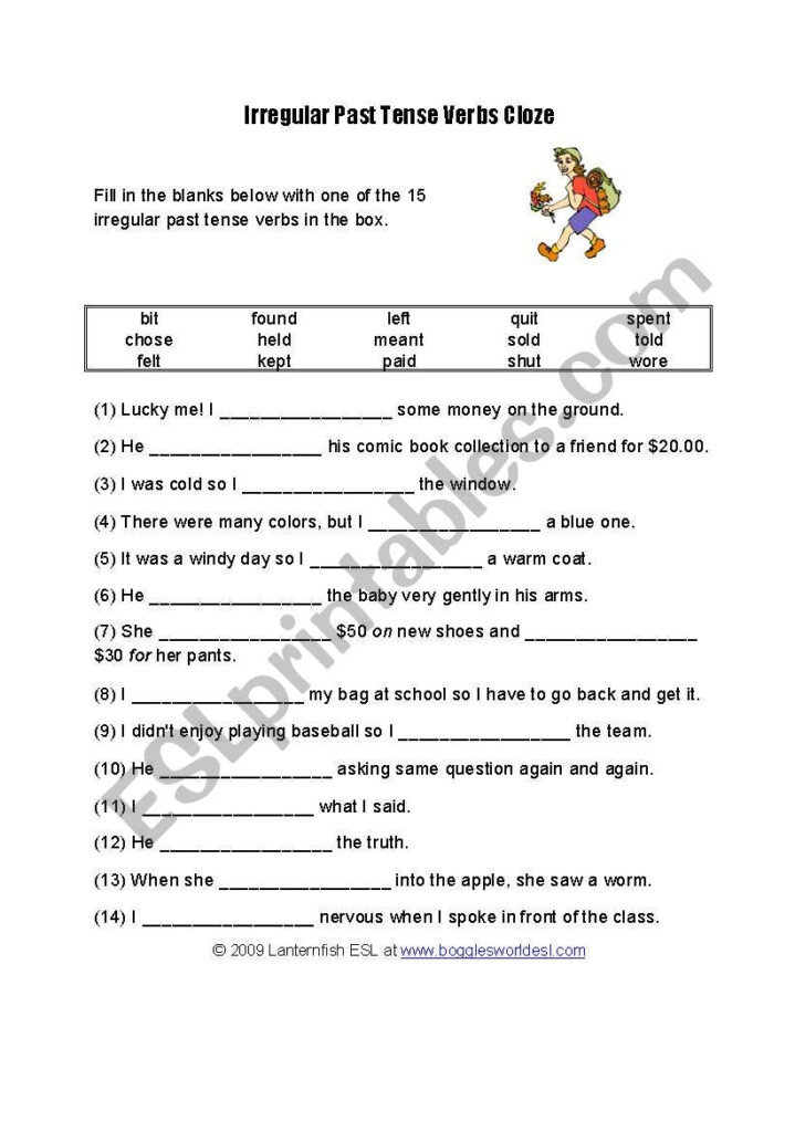 English Worksheets Past Simple Sentences