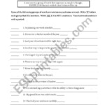 English Worksheets Recognizing Sentences