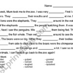 English Worksheets Regular Past Tense Cloze Passage