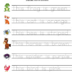 English Writing Sentence Tracing Worksheets Animals And Colors