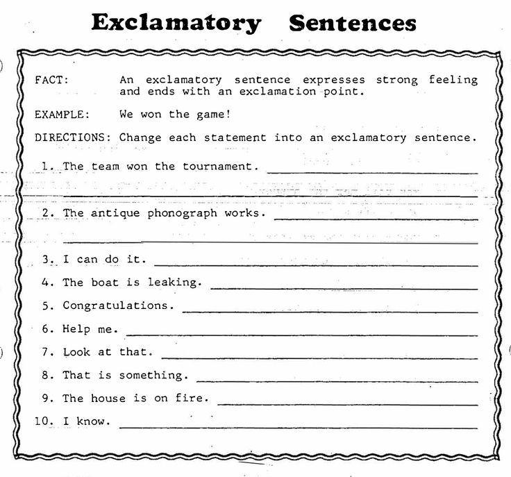 Exclamatory Sentences Worksheet Second Grade