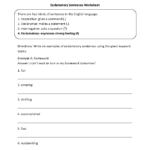 Exclamatory Sentences Worksheet Second Grade