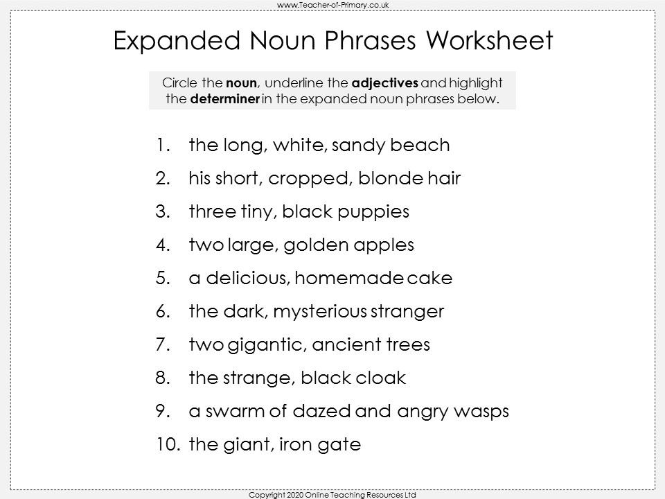 Expanded Noun Phrases Year 4 Teaching Resources