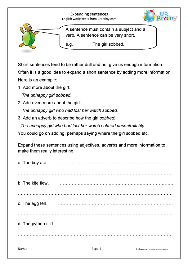 Expanding Sentences KS2 Sentences And Punctuation By URBrainy